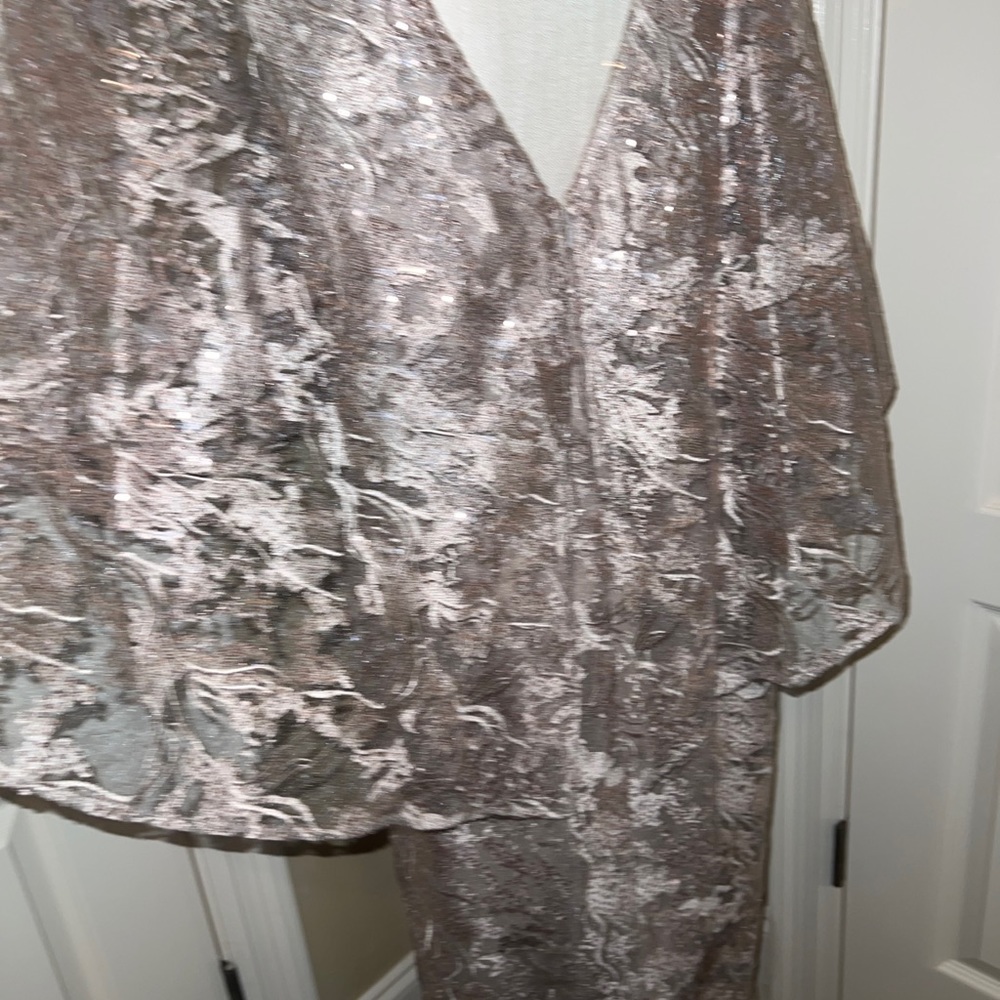 Mori Lee Champagne Lace Evening Gown - Picture 9 of 12
